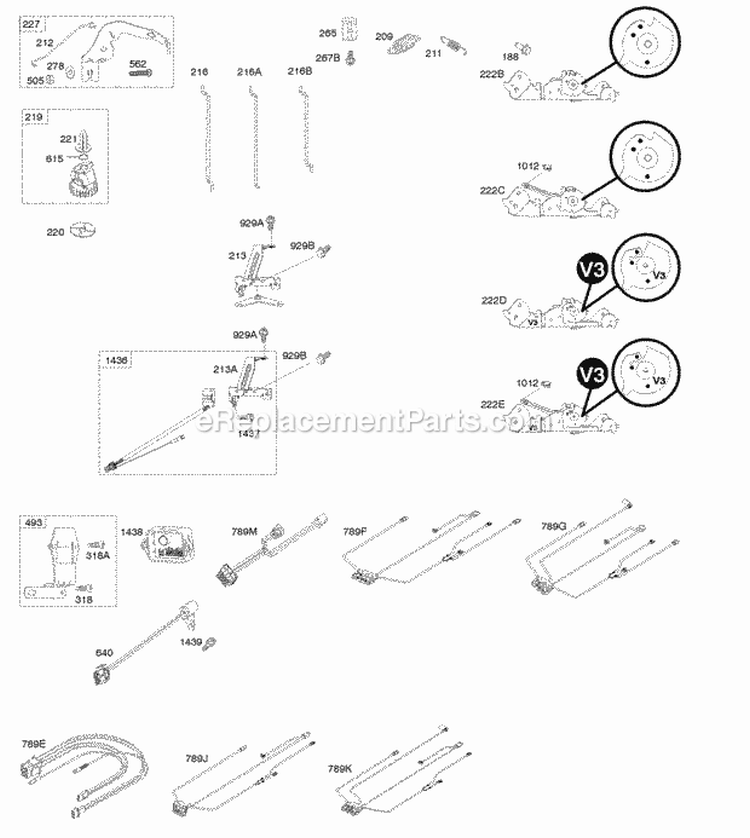 Controls Electronic Fuel Management Diagram and Parts List for 44Q977-0110-G1  Briggs and Stratton Engine